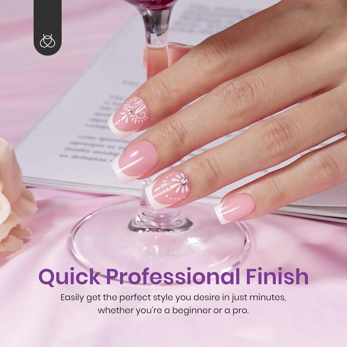 Beetles X Press Plus Press On Nails Tips, French Tip  Square/Squoval/Almond -No File Need DIY Manicure for Nail Extension Gifts for Women thick  press  nails acrylic #Summervibes