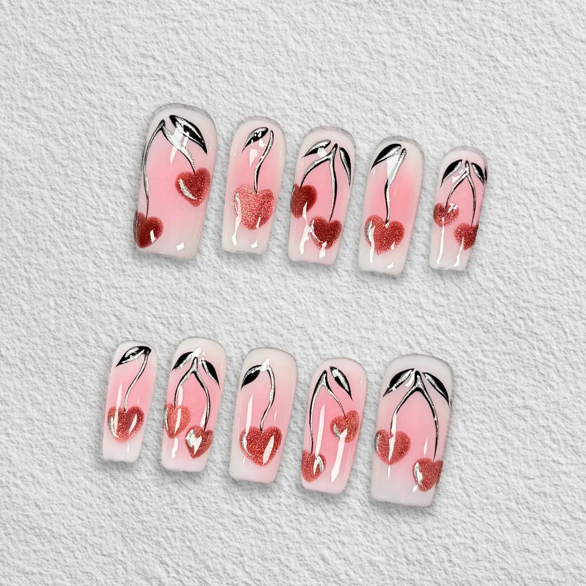 Pressmeon Handmade Press-on Nails | Glamorous Stiletto Square Almond Shape Collection | 3D Luxury Salon Quality press on nails | Reusable & Extra Durable press on nail sets | Eco Package acrylic nails with nail glue