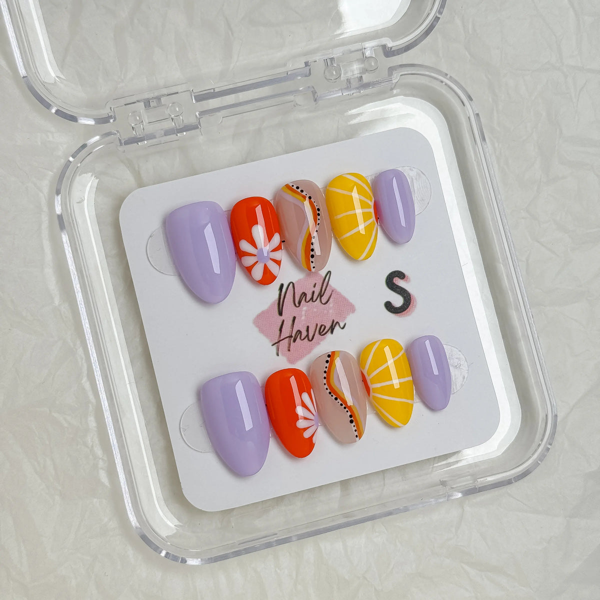 NailHaven| Short Almond Continued Collection - 10 Pcs Handmade Press-On Nails| Cute Acrylic Nails, High Quality Reusable