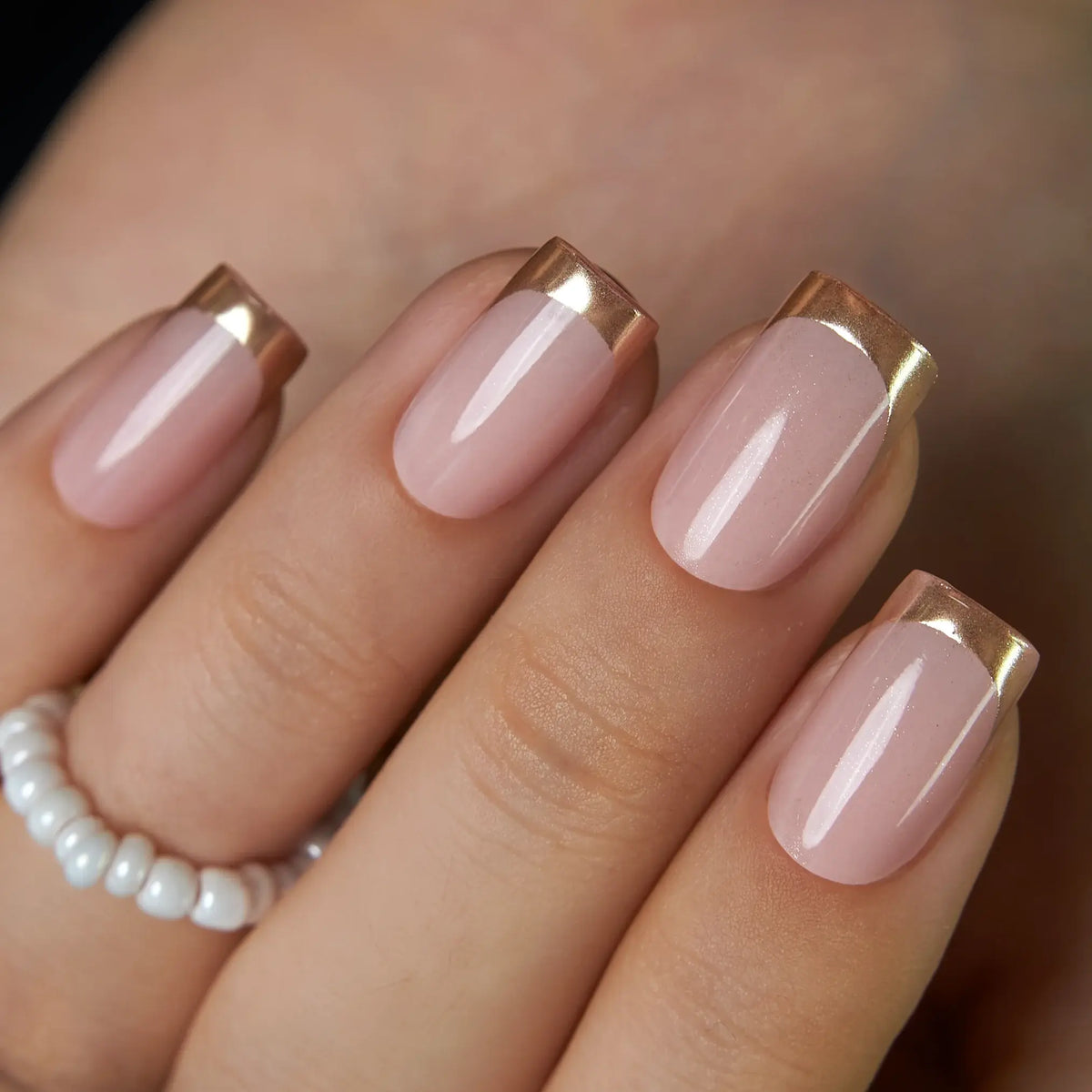 Classic French Tip Press On Nails | CurvLife Nail | 24pcs Short Oval Fake Nails | Natural Nude Finish | Easy Apply, Comfortable & Long-Lasting | Daily, Business & Elegant Event Nail Art