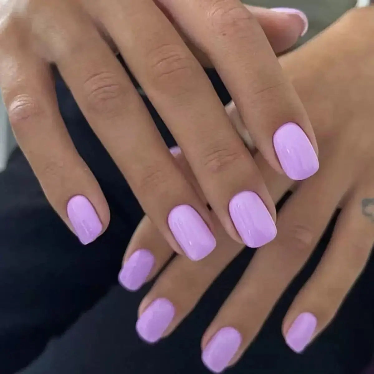 Milky White Press-On Nails - 24Pcs Short Square Reusable Nails, Glossy Finish, Easy Apply, Elegant Fashion Style, Comfortable, Durable, for Daily Wear & Business Use, Lightweight