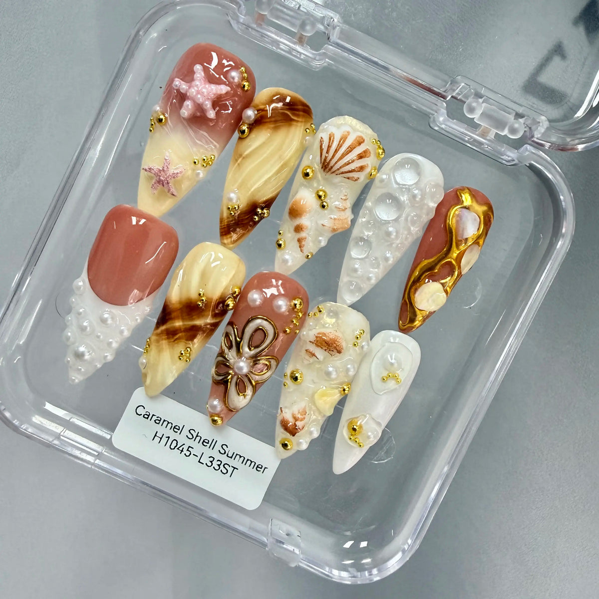 Promake 2026 Summer Handmade Press-On Nails Collection, 100% Luxury Easy Apply Set with Art Designs & Care Tools, Beach Ready Unique Look Sizes S-L, Salon-Quality at Home, Ready to Gift,sohochic