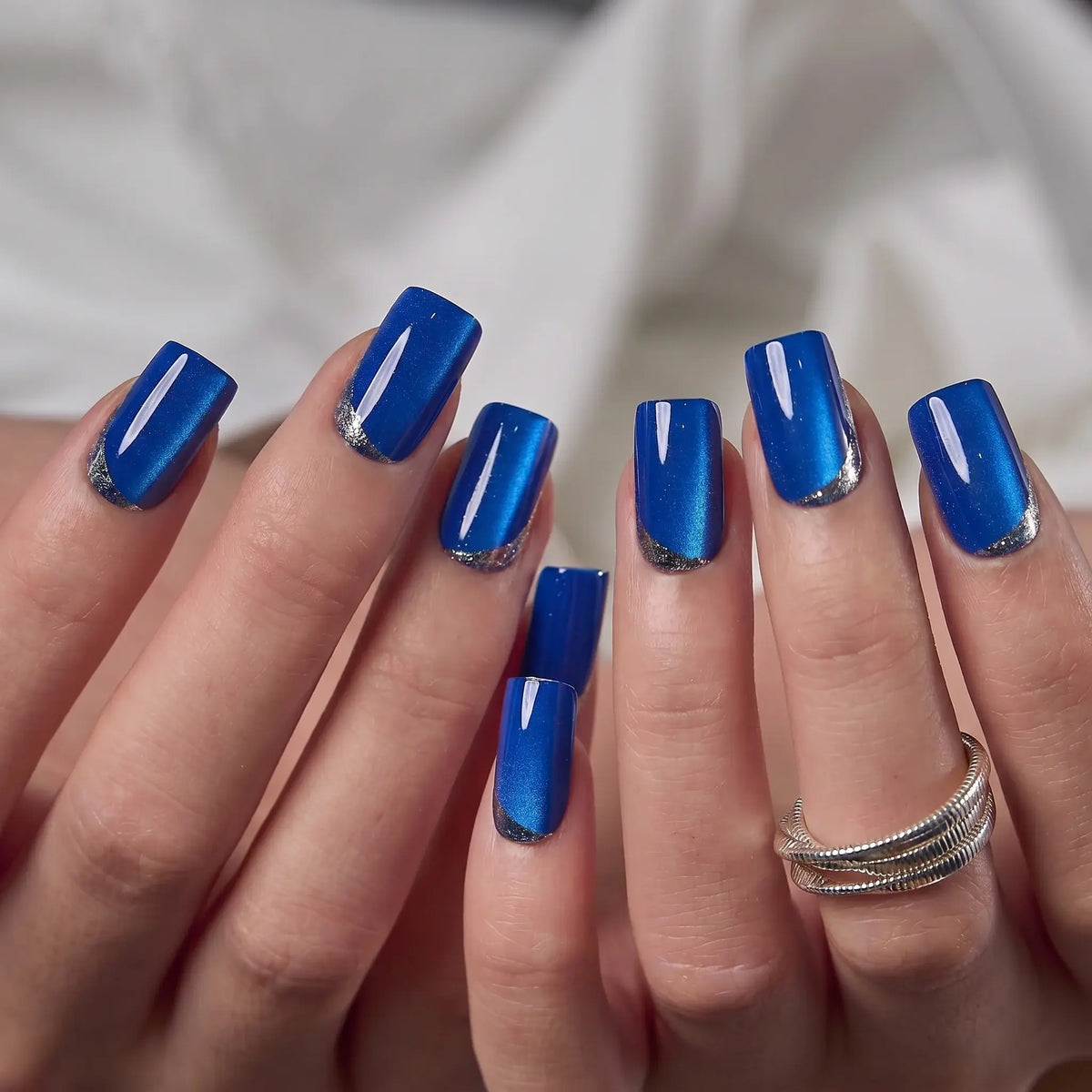 CurvLife Luxury Art Press-On Nails Collection – 30PCS Long Almond Styles, Intricate French Tips, Metallic Lines, Gem Accents and Elegant Statement Designs, Reusable Salon-Quality Nails for Special Occasions, Parties and Refined Everyday Glam