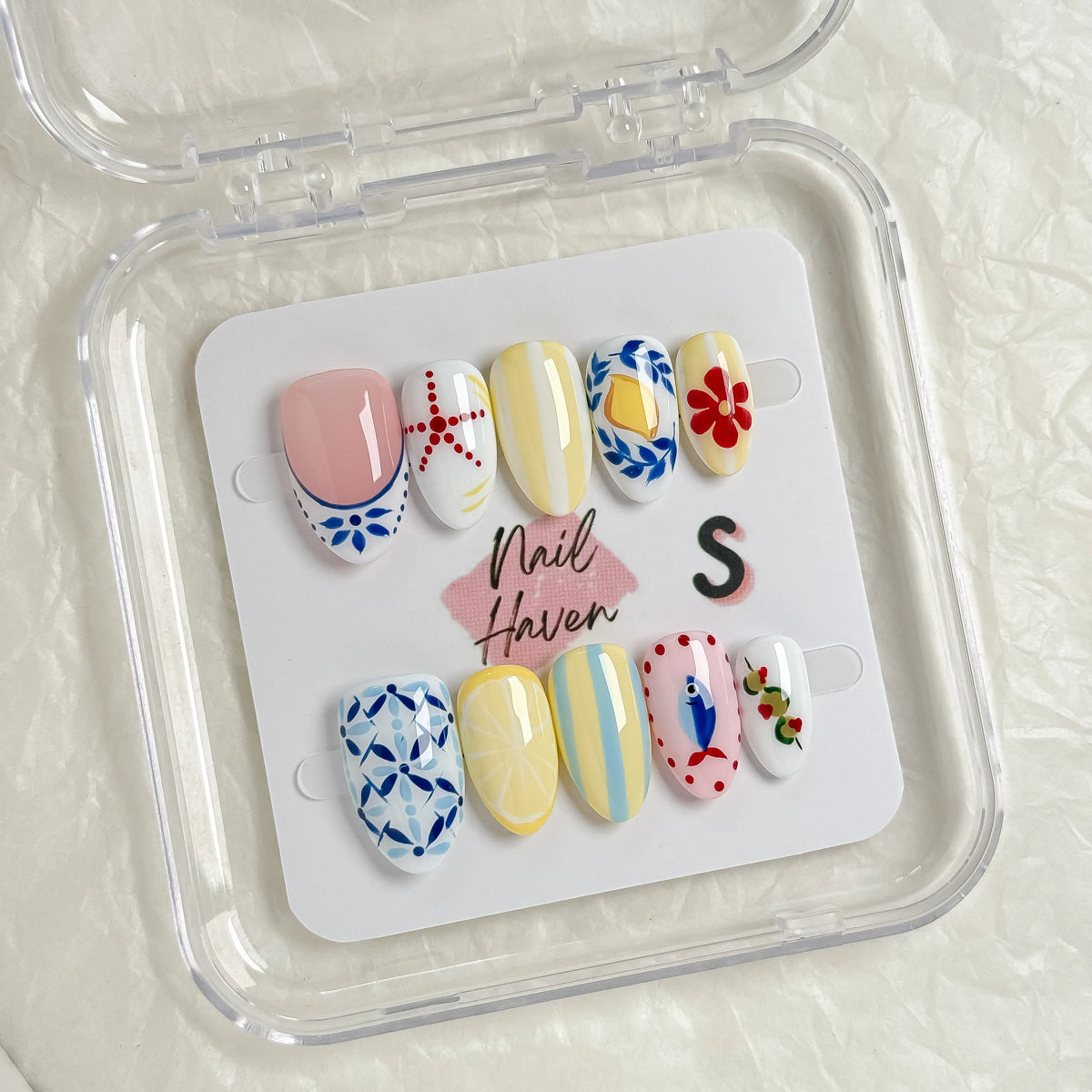 NailHaven| Short Almond Continued Collection - 10 Pcs Handmade Press-On Nails| Cute Acrylic Nails, High Quality Reusable
