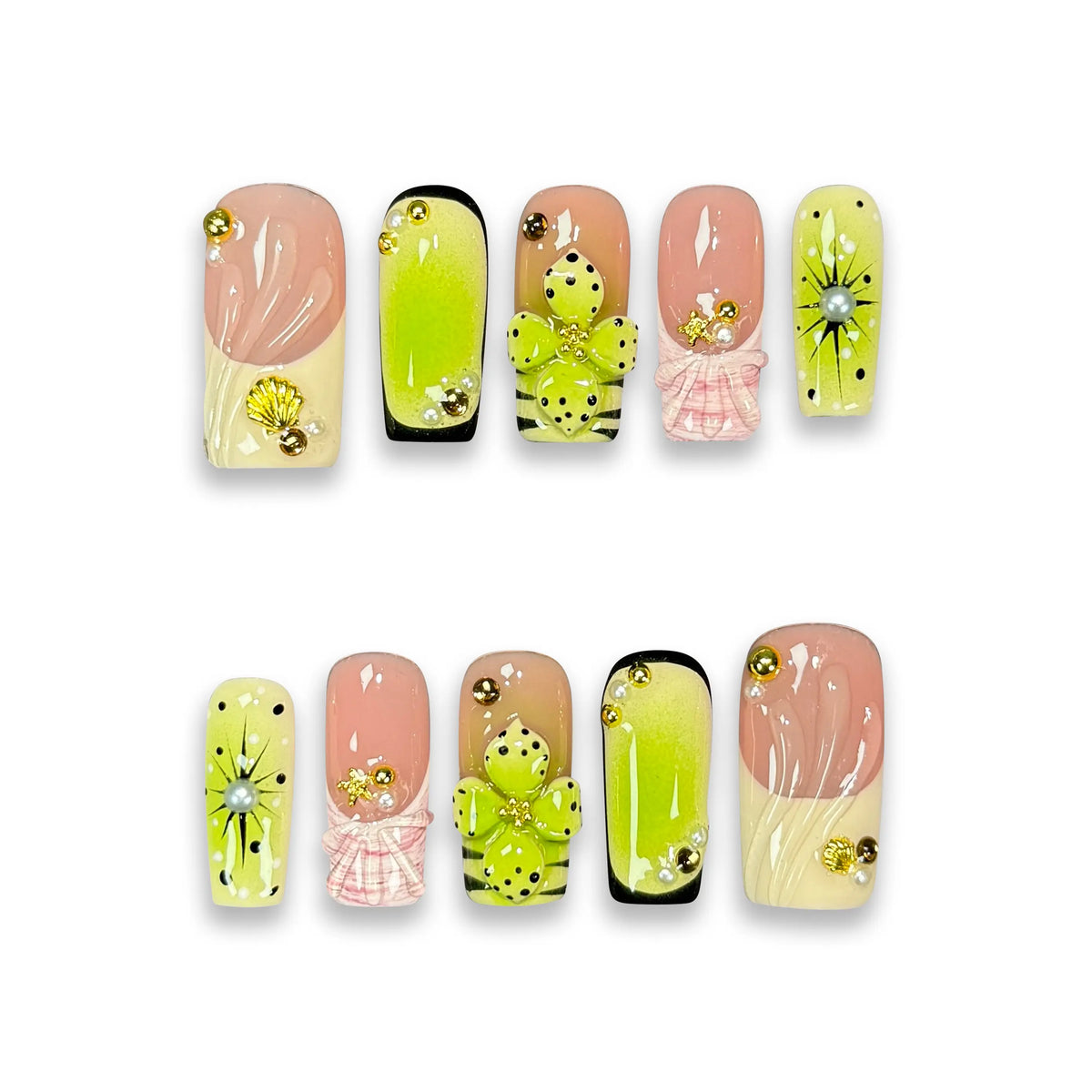 Pressmeon Handmade Press-on Nails | Holy Glory | Long Stiletto Shape Collection | 3D Luxury Salon Quality | Reusable & Extra Durable | Eco Package
