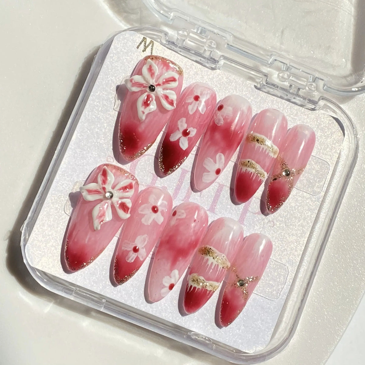 10Pcs Handmade Press On Nails Reusable Medium Handmade Acrylic Press Nails New Summer Collection, Cute Elegant Luxury Cat Eye Design, Ocean Inspired, High Quality Soft Sophisticated Look for Women Nail Art