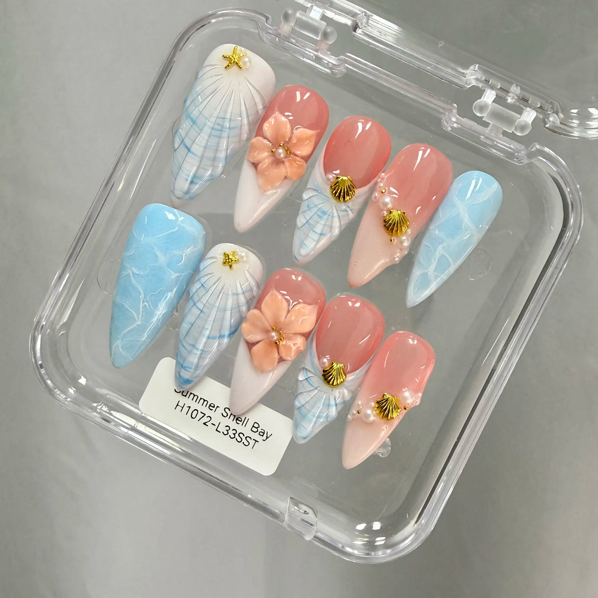 Promake 2026 Summer Handmade Press-On Nails Collection, 100% Luxury Easy Apply Set with Art Designs & Care Tools, Beach Ready Unique Look Sizes S-L, Salon-Quality at Home, Ready to Gift,sohochic
