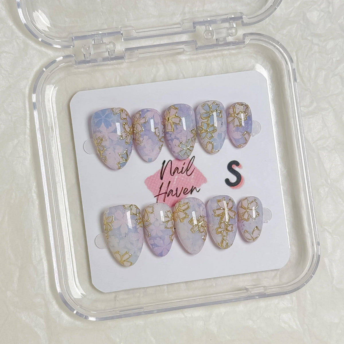 NailHaven| Short Almond Continued Collection - 10 Pcs Handmade Press-On Nails| Cute Acrylic Nails, High Quality Reusable