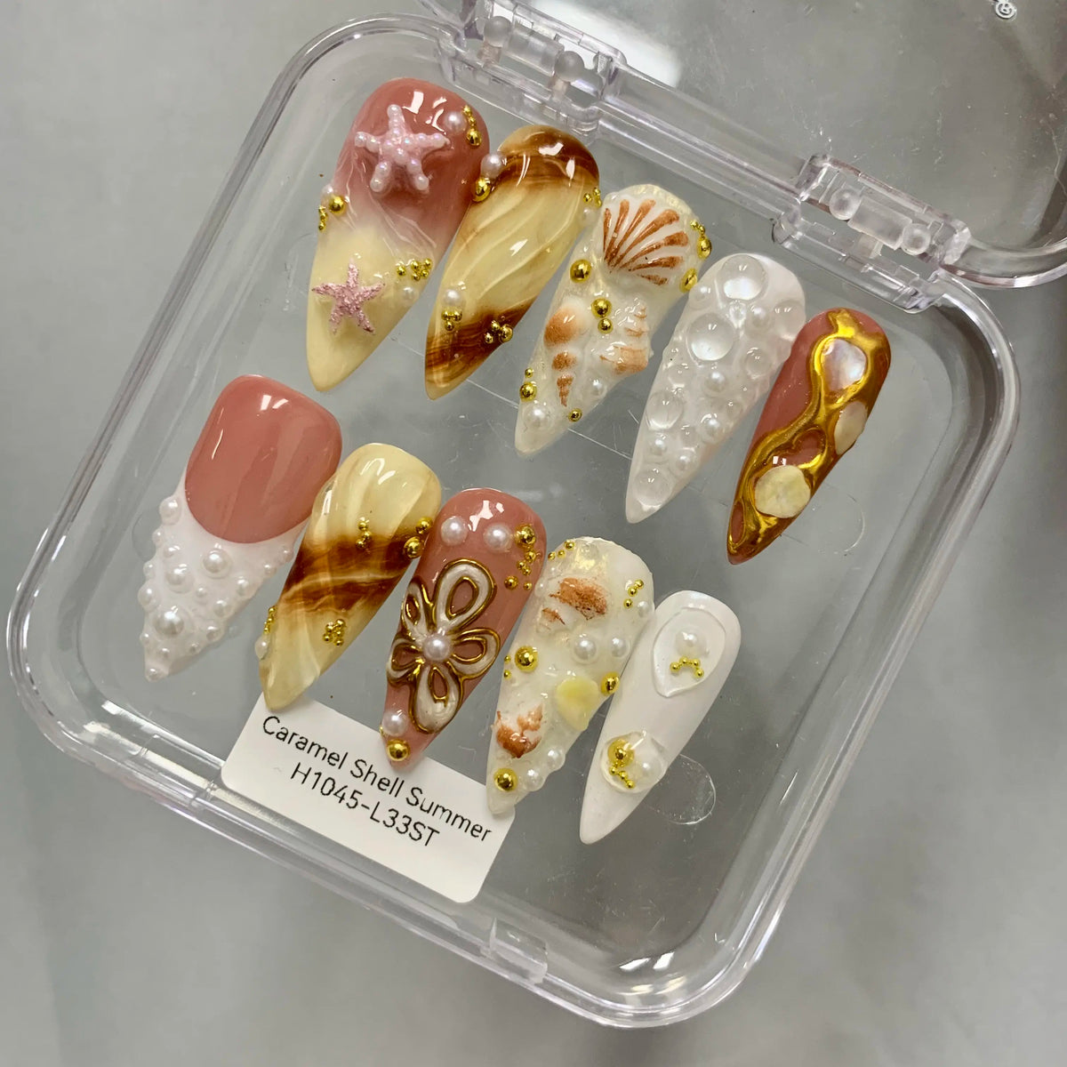Promake 2026 Summer Handmade Press-On Nails Collection, 100% Luxury Easy Apply Set with Art Designs & Care Tools, Beach Ready Unique Look Sizes S-L, Salon-Quality at Home, Ready to Gift,sohochic